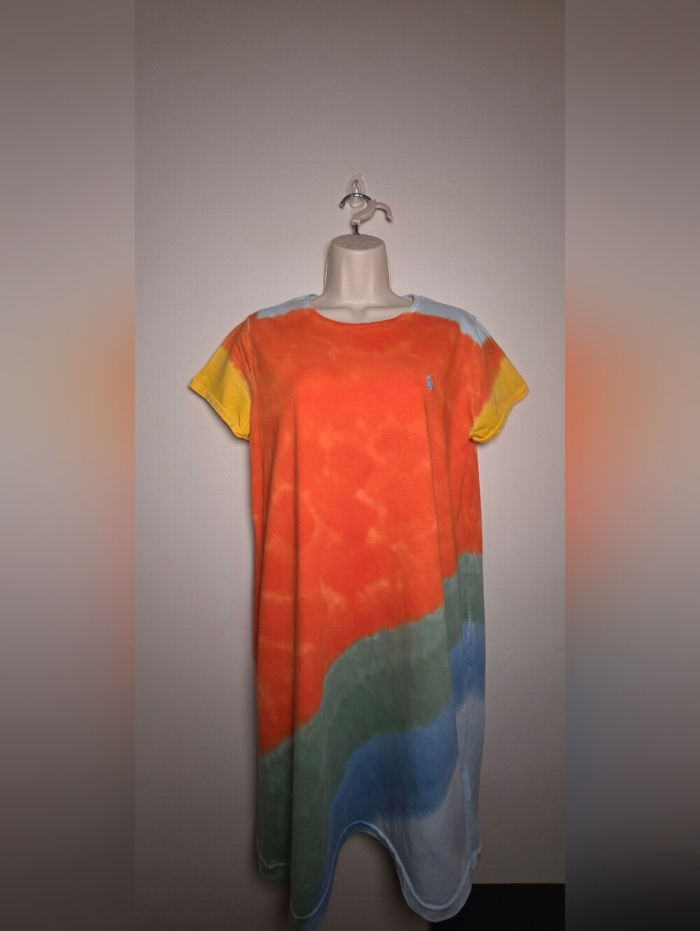 Polo by Ralph Lauren Orange Tie-Dye Short Sleeve Tee Dress